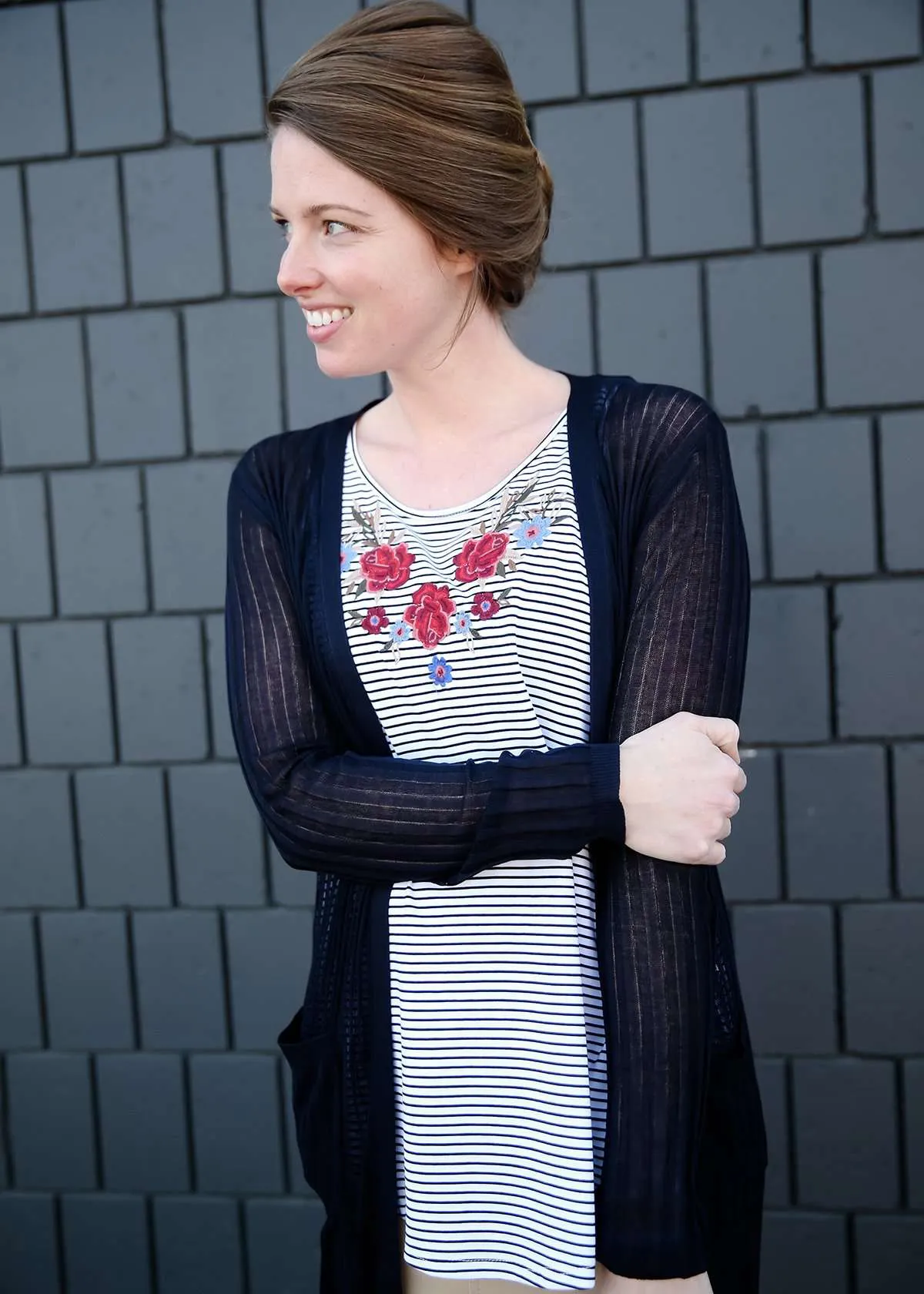 Embroidered Jersey Stripe Knit Tank Top-FINAL SALE